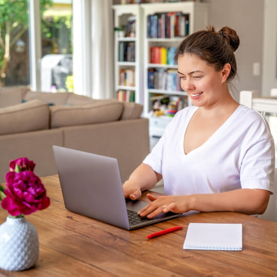 Girl learning on laptop